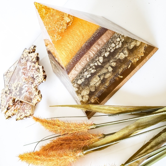 Artisan Other - Multi-layer Resin Pyramid, Home Accent,Paperweight